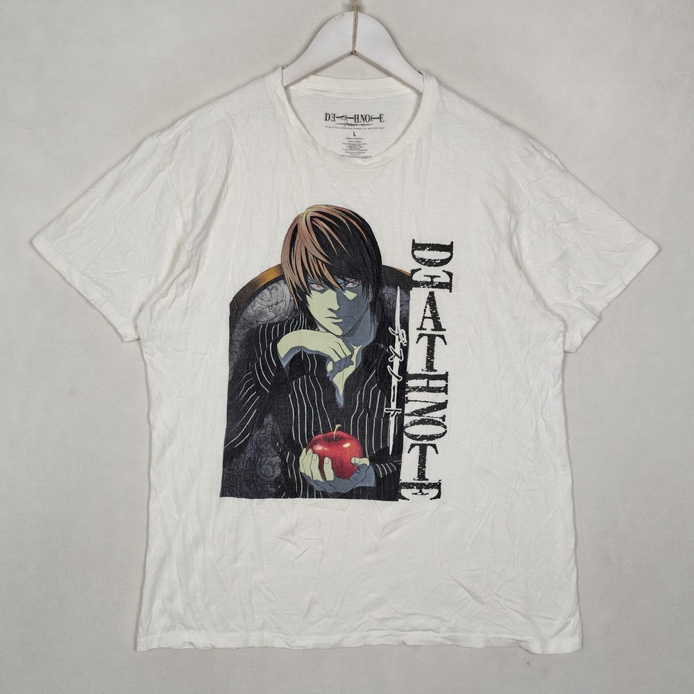 Death Note Light Yagami Graphic T-Shirt White Large Anime Shonen Jump Tee